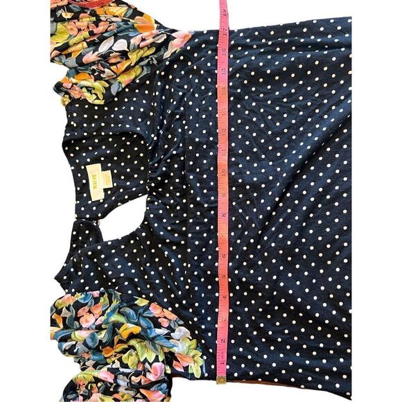 Maeve by Anthropologie Sawyer Knit Open Back Polka Dot Balloon Sleeve Floral M - Picture 5 of 7